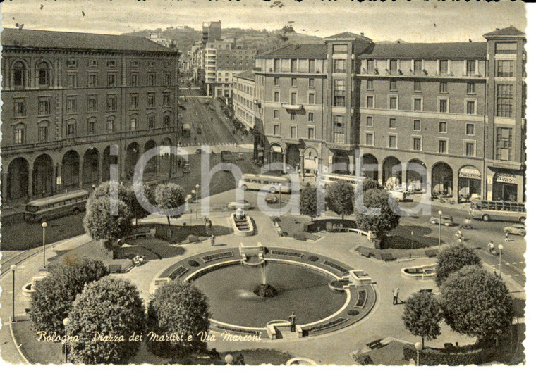 1960 BOLOGNA Piazza dei MARTIRI e via MARCONI *Cartolina Postale FG VG