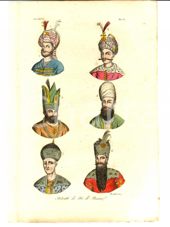 1830 ASIA Ritratti di re di PERSIA Inc. ANDREI Stampa