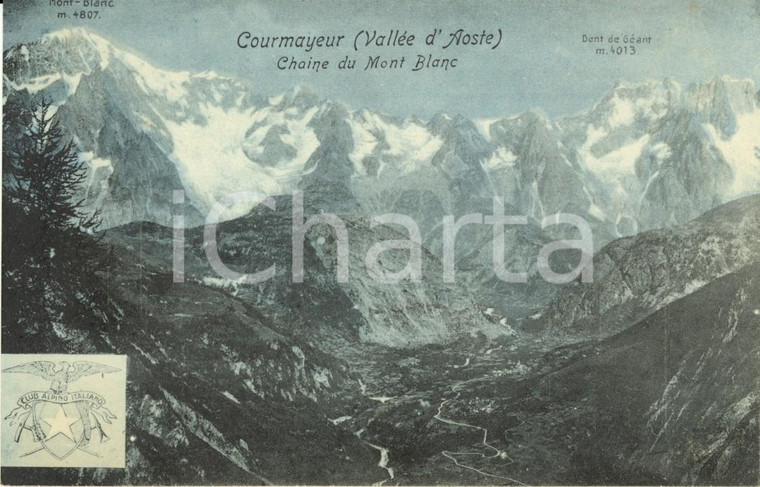 1900 ca COURMAYEUR (AO) Chaîne du Monte BLANC et DENT DE GEANT *Cartolina FP NV