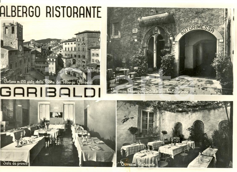 1960 ca CORTONA (AR) Vedutine ALBERGO GARIBALDI *Cartolina postale FG NV