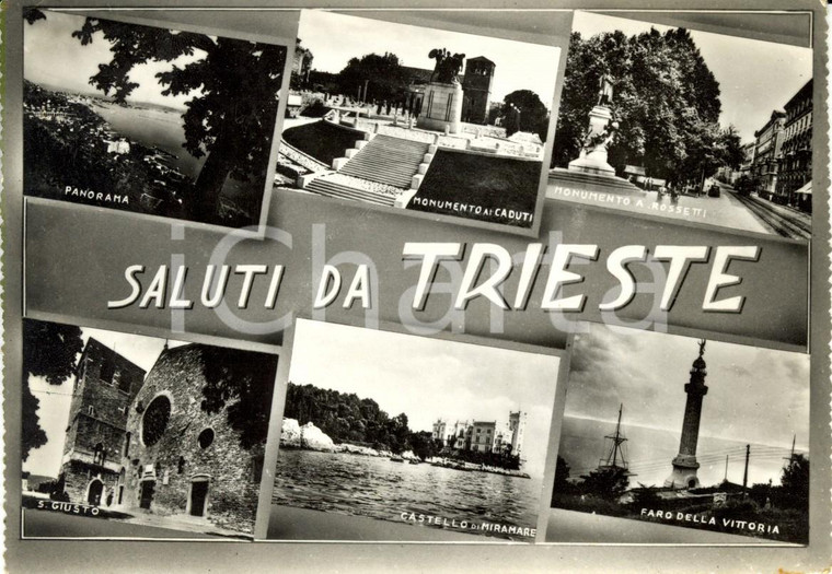 1955 TRIESTE Vedutine della città e dei principali monumenti *Cartolina FG VG