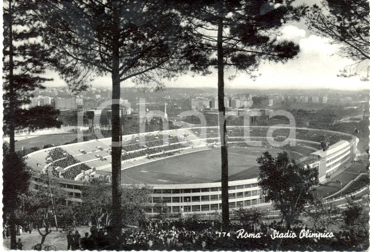1959 ROMA Veduta dall'alto dello stadio OLIMPICO *Cartolina FG VG