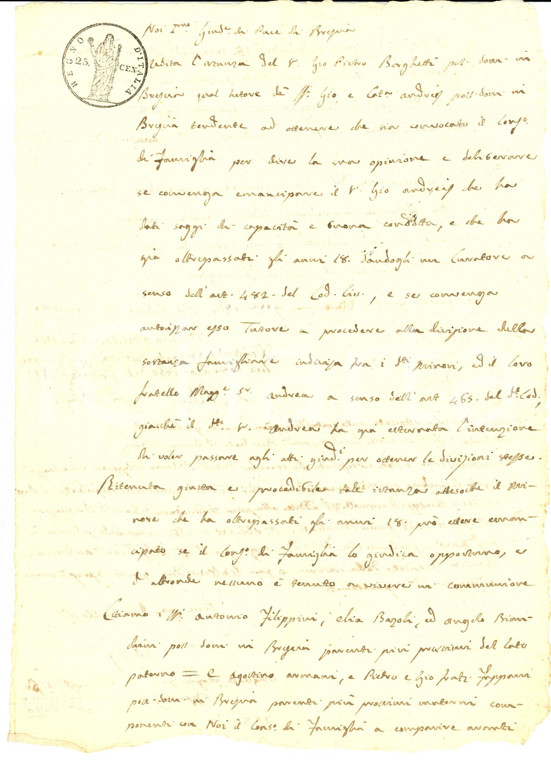 1814 BRESCIA Emancipazione Giovanni ANDREIS maggiorenne di buona condotta