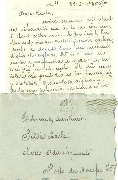 1945 MILANO RSI Posta Campo 757 Vera limona con Repubblicani Carla SILVA Lettera