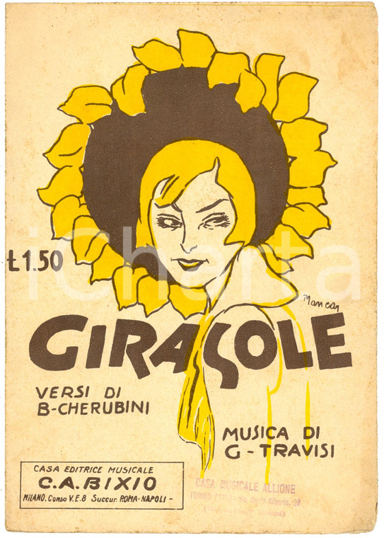 1927 GIRASOLE Cherubini Travisi Spartito C.A.BIXIO