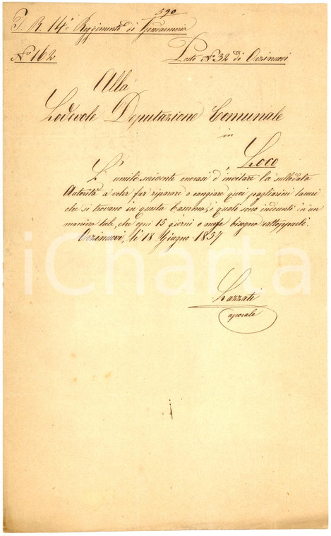 1857 ORZINUOVI (BS) Pagliericci rattoppati ai gendarmi