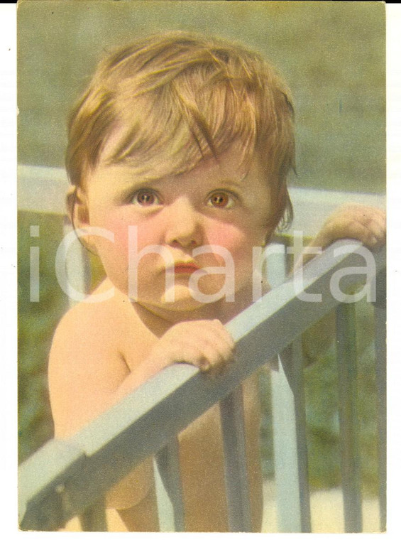 1950 ca COSTUMI Bambino nel lettino *Cartolina postale VINTAGE FG NV