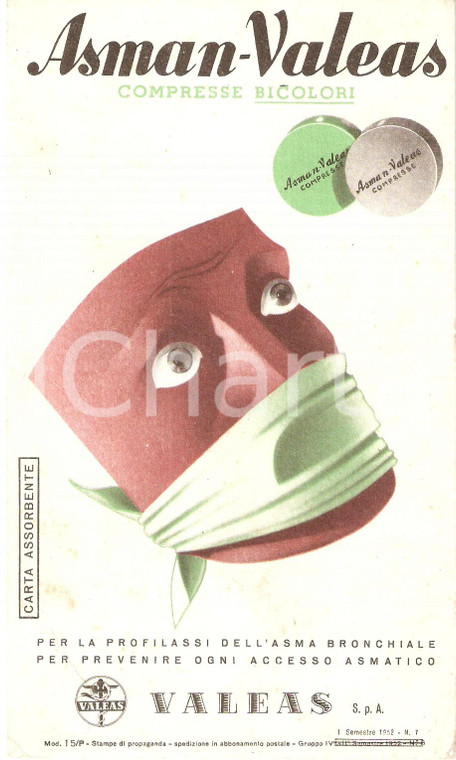 1951 MILANO Farmaci VALEAS Compresse ASMAN - VALEAS *Cartoncino pubblicitario