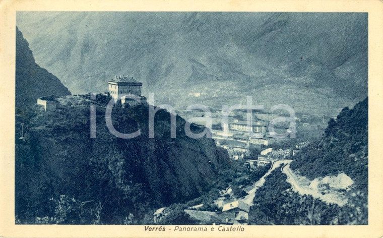 1940 ca VERRES (AO) Panorama della vallata con castello *Cartolina postale FP NV