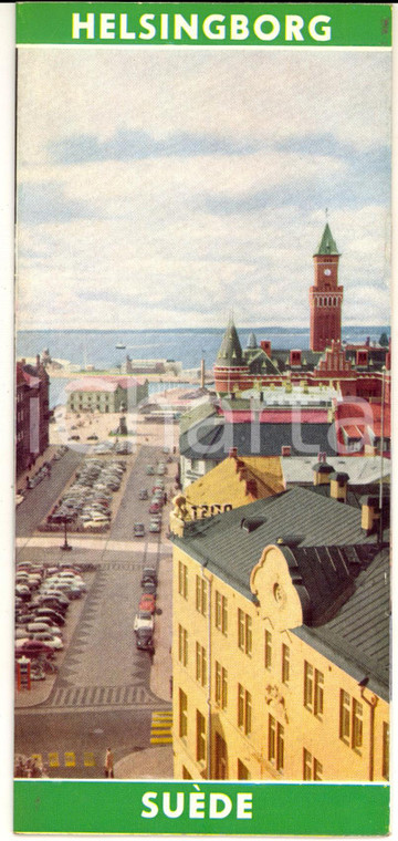 1955 ca HELSINGBORG (SUEDE) Pieghevole TURISMO ILLUSTRATO vintage