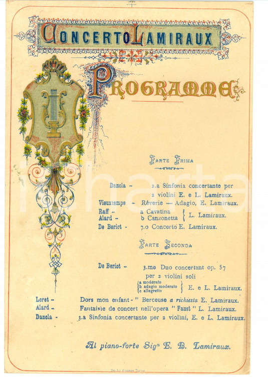 1880 TORINO Concerto della violinista Elena LAMIRAUX - Programma