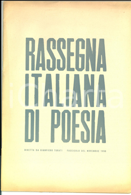 Novembre 1950 COMO Rassegna italiana di poesia *Rivista Sem BENELLI Dino BONARDI