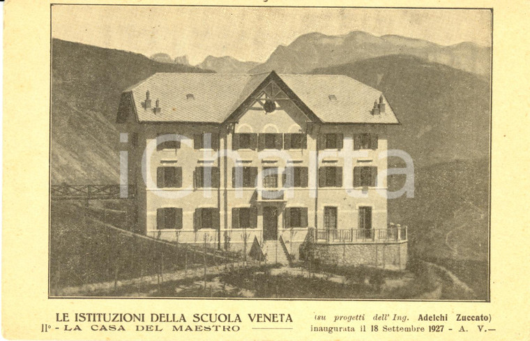 1927 ENEGO (VI) Istituzioni scuola veneta - La casa del maestro *Cartolina FP
