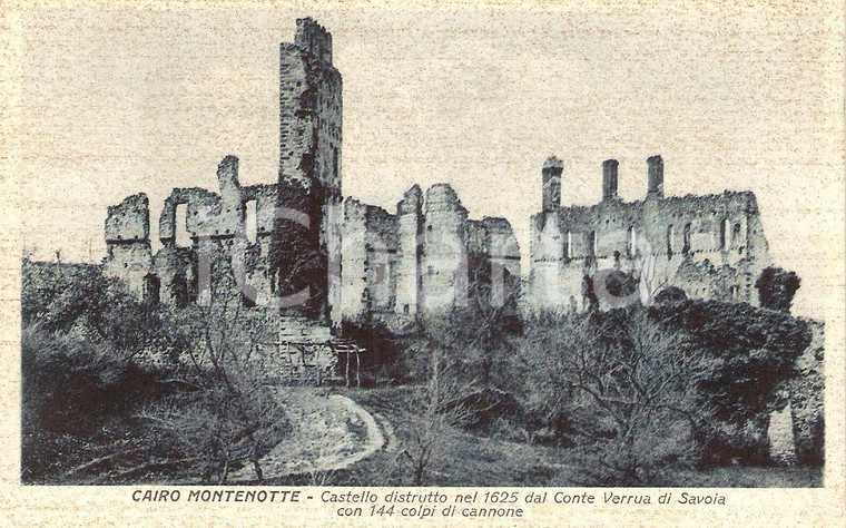 1937 CAIRO MONTENOTTE (SV) Rovine del Castello dei DEL CARRETTO *Cartolina FP VG