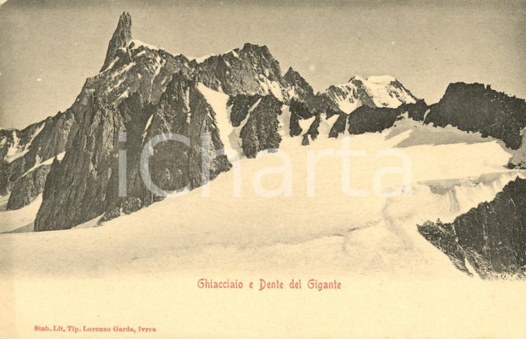 1900 ca VALLE D'AOSTA Ghiacciaio e DENTE del GIGANTE *Cartolina postale FP NV