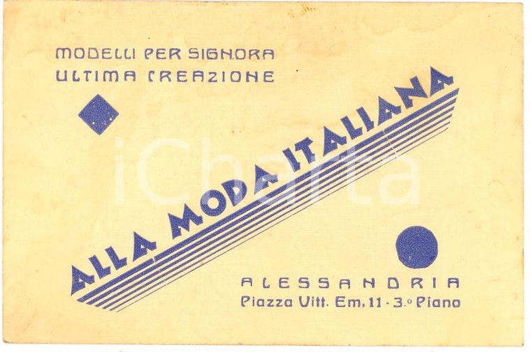 1940 ca ALESSANDRIA Alla Moda Italiana Amelia ANGELERI
