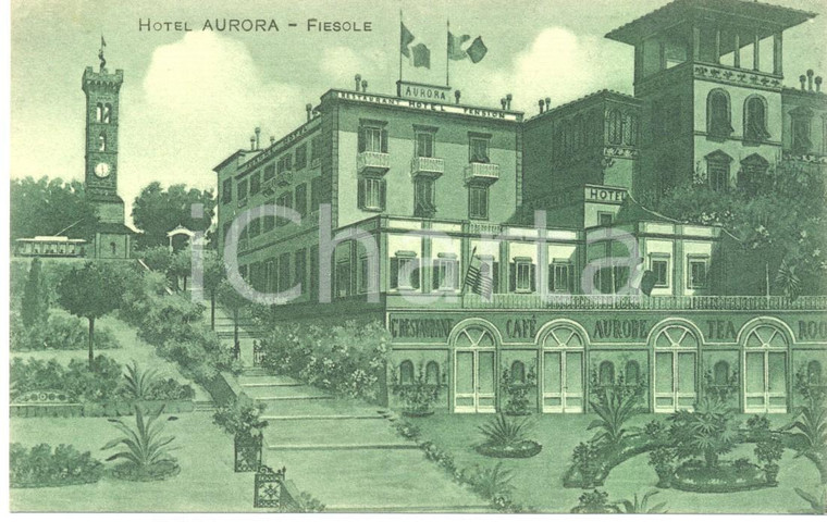 1935 ca FIESOLE (FI) Scorcio dell'hotel AURORA *Cartolina FP NV