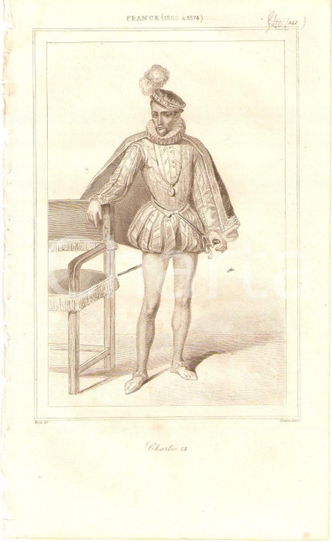 1840 FRANCE Roi Charles IX Portrait - L'Univers *Stampa Inc. LEMAITRE