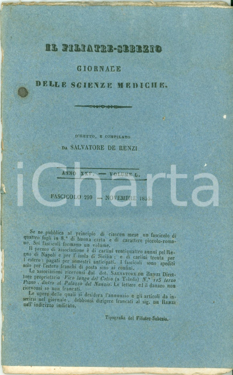 1855 Salvatore DE RENZI Il Filiatre-Sebezio Modifica bordonetto per arterie