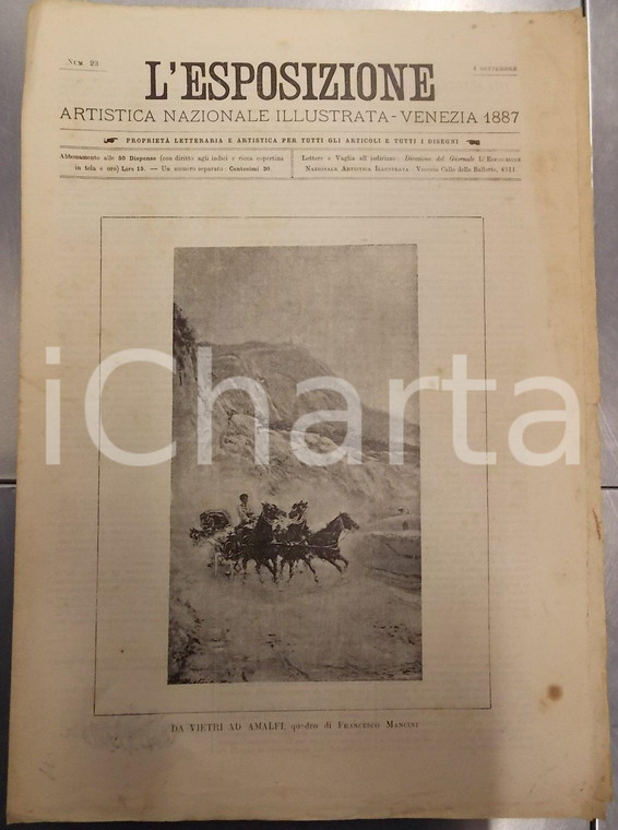 1887 VENEZIA L'ESPOSIZIONE Artistica n° 23 Lo scultore Giulio MONTEVERDE 