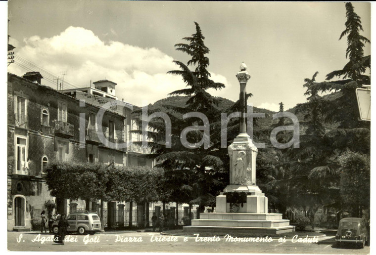 1962 SANT'AGATA DEI GOTI (BN) Piazza con Monumento ai caduti *Cartolina FG VG
