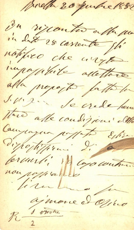 1882 BIELLA Accordi lanificio Giovanni Domenico SELLA e AYMONE & OZINO Cartolina