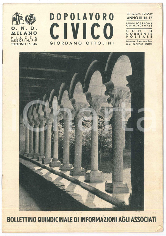 1937 OND MILANO - Dopolavoro Civico Giordano OTTOLINI - Milanino città giardino