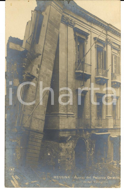 1915 ca MESSINA Avanzi palazzo DE VITA su Hotel TRINACRIA dopo terremoto 1908