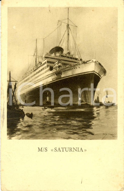 1930 ca TRIESTE Cosulich Line Transatlantico SATURNIA *Cartolina FP NV