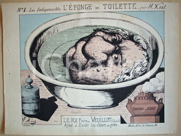 1871 Caricatura giornalista Louis VEUILLOT Ill. H. XIAT