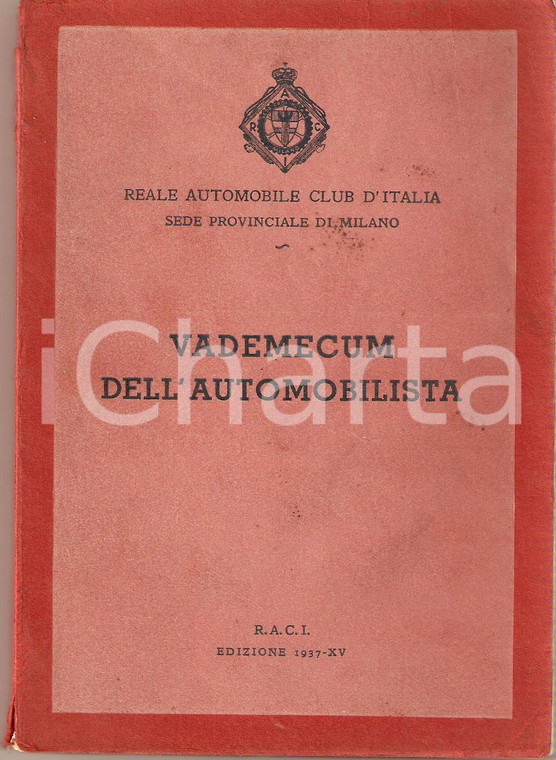 1937 MILANO RACI Vademecum dell'automobilista DANNEGGIATA *Pubblicazione