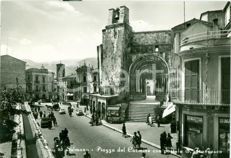 1963 SULMONA (AQ) Piazza del Carmine Televisori AUTOVOX Cartolina FG VG