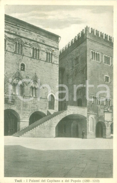 1934 TODI (PG) I Palazzi del Capitano e del Popolo *Cartolina postale FP NV