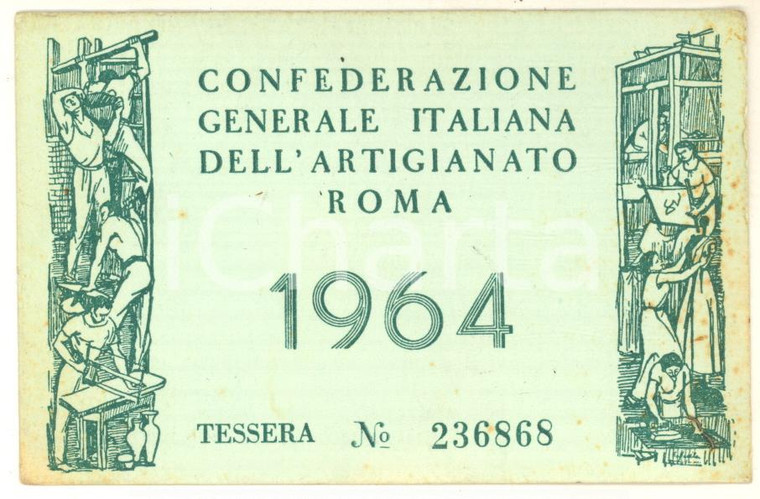 1964 MILANO CONFARTIGIANATO Tessera personale 11x7 cm