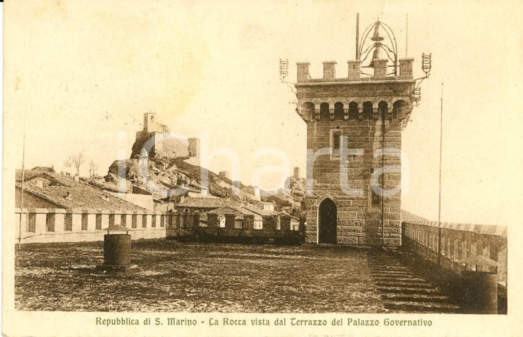 1926 REPUBBLICA SAN MARINO Veduta ROCCA dal Palazzo del Governo *Cartolina FP VG