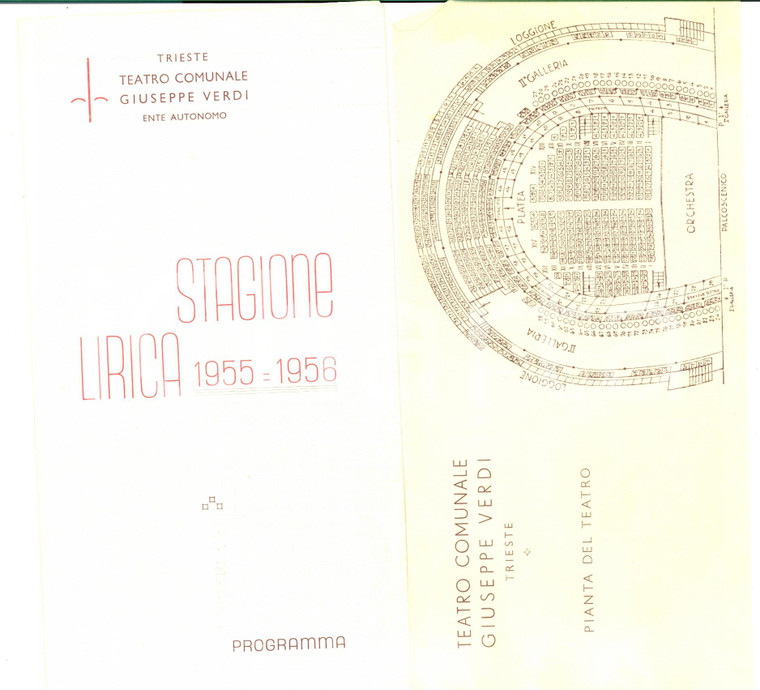 1955 TRIESTE Stagione lirica Teatro Comunale GIUSEPPE VERDI *Programma