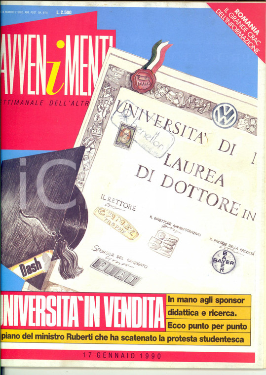 1990 AVVENIMENTI Ministro RUBERTI - Università in vendita *Anno III n° 2