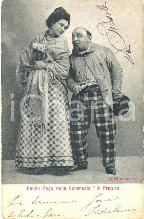 1904 TEATRO Emilio ZAGO nella commedia In Pretura *Cartolina FP VG