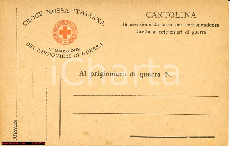 1917 Croce Rossa Italiana - Prigionieri di guerra