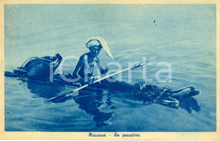 1936 MASSAUA (ERITREA) AOI Pescatore indigeno con turbante *Animata FP VG