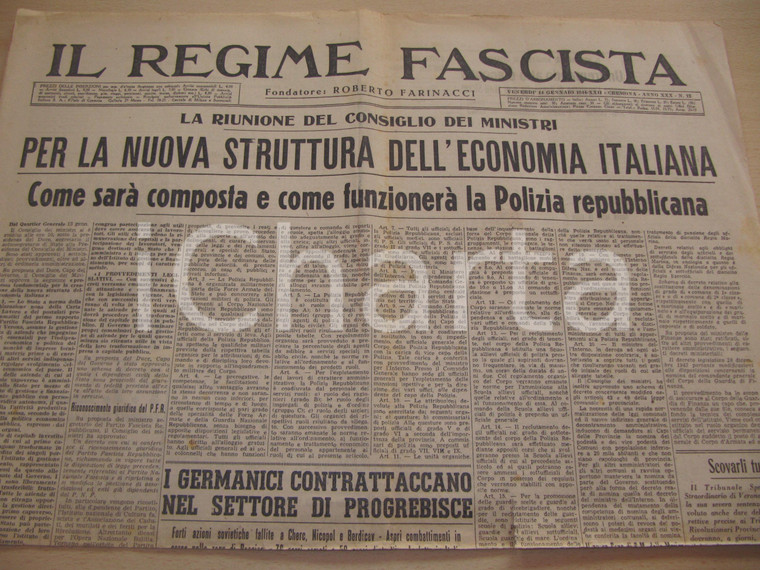 1944 RSI REGIME FASCISTA La nuova Polizia Repubblicana *Giornale