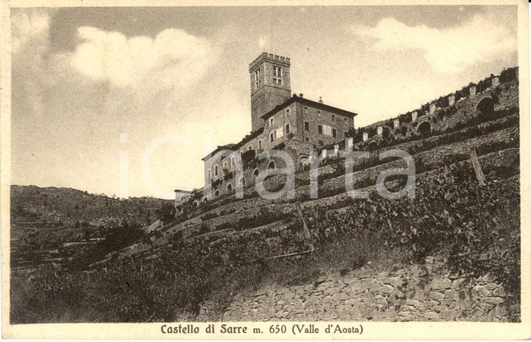 1937 SARRE (AO) Veduta del castello con vigneti *Cartolina postale FP VG