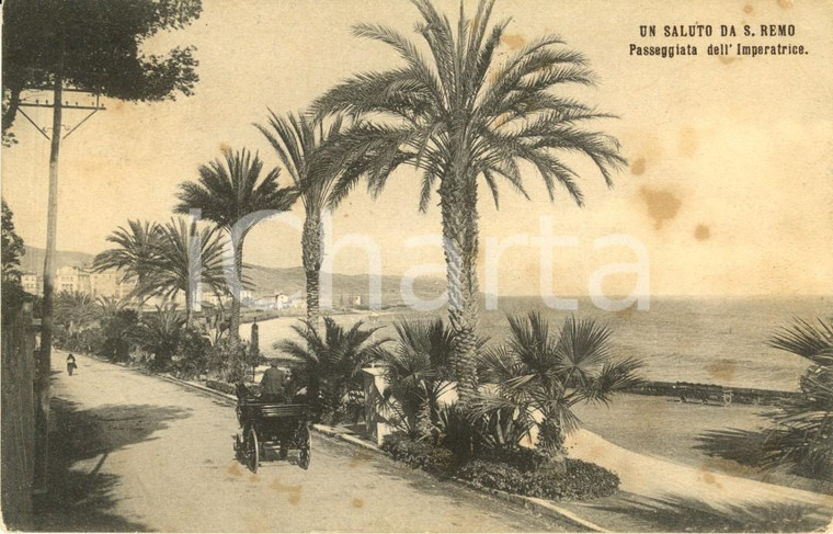 1911 SANREMO (IM) Passeggiata dell'IMPERATRICE con calesse *Cartolina FP VG