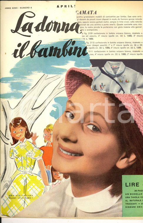 1956 LA DONNA, LA CASA, IL BAMBINO Abitini bimbi *Rivista anno XXVII n° 4