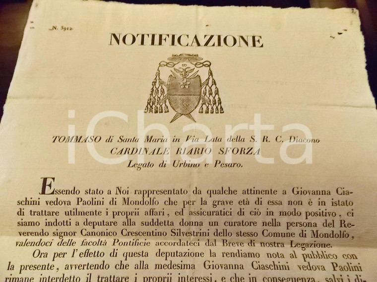 1840 MONDOLFO (PU) Interdizione Giovanna CIASCHINI per demenza senile *Manifesto