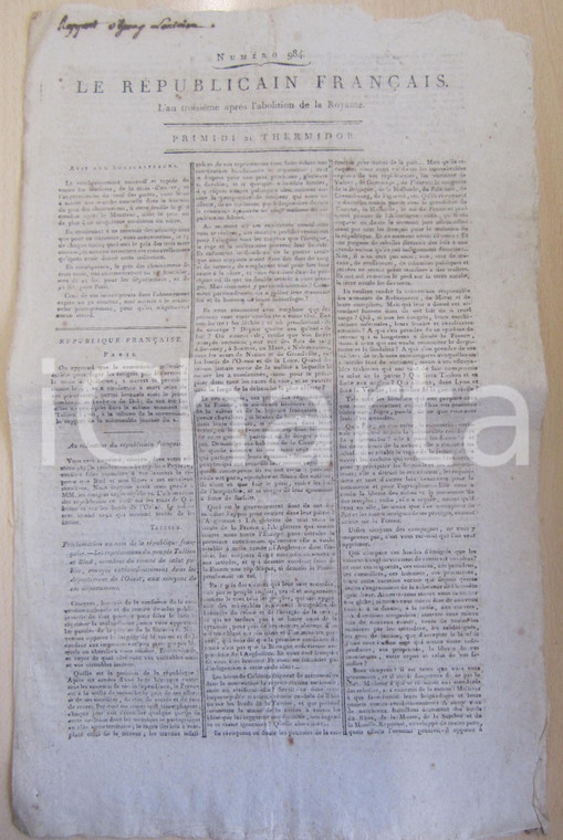 1795 LE REPUBLICAIN FRANCAIS Gazette REVOLUTION N° 984 Inghilterra nemica