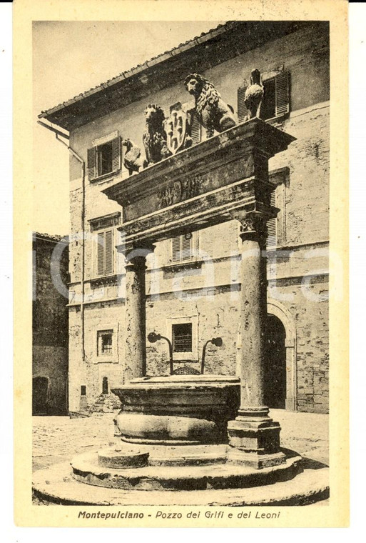 1950 MONTEPULCIANO (SI) Pozzo dei Grifi e dei Leoni *Cartolina postale FP VG