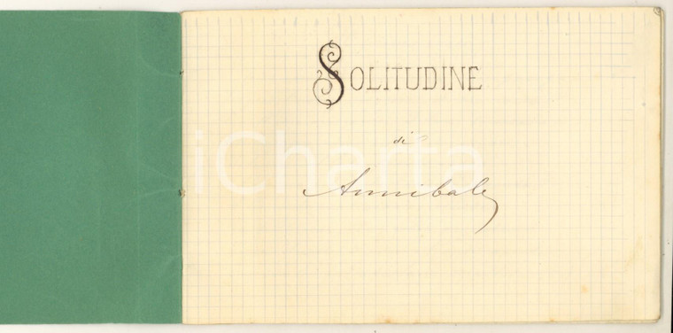 1878 MILANO Annibale GHISALBERTI Solitudine - Tre poesie INEDITE *Autografo