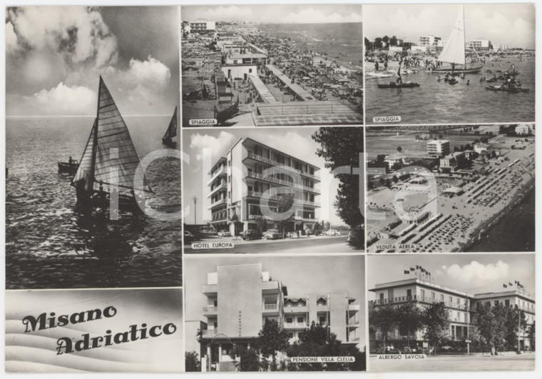 1968 MISANO ADRIATICO Hotel Europa e Albergo Savoia - Cartolina ANIMATA