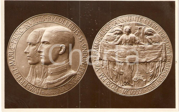 1931 TORINO Ostensione SINDONE Medaglia ufficiale commemorativa *CARTOLINA FP NV